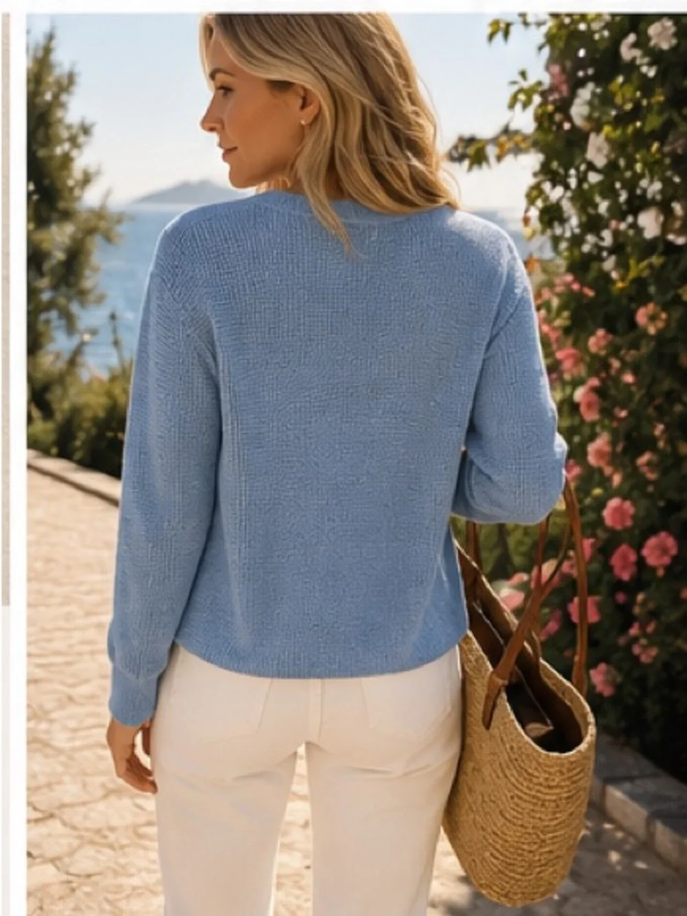 Polo Ralph Lauren 100% Linen Waffle Knit Sweater Blue Size Small Coastal